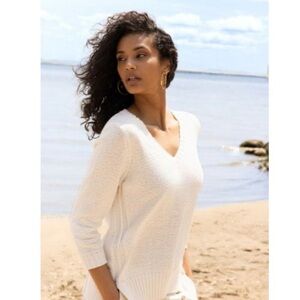 NWT- Alison Sheri White V-Neck Sweater